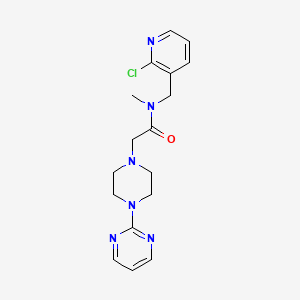 molecular formula C17H21ClN6O B5635441 N-[(2-chloropyridin-3-yl)methyl]-N-methyl-2-(4-pyrimidin-2-ylpiperazin-1-yl)acetamide 