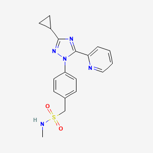 molecular formula C18H19N5O2S B5635455 1-[4-(3-cyclopropyl-5-pyridin-2-yl-1H-1,2,4-triazol-1-yl)phenyl]-N-methylmethanesulfonamide 