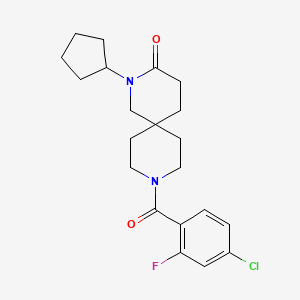molecular formula C21H26ClFN2O2 B5635470 9-(4-chloro-2-fluorobenzoyl)-2-cyclopentyl-2,9-diazaspiro[5.5]undecan-3-one 