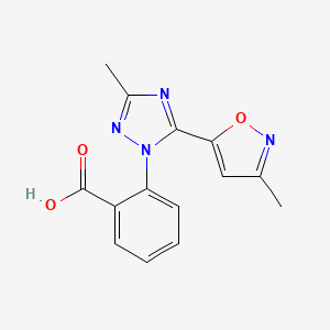 molecular formula C14H12N4O3 B5635474 2-[3-methyl-5-(3-methylisoxazol-5-yl)-1H-1,2,4-triazol-1-yl]benzoic acid 