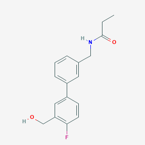 molecular formula C17H18FNO2 B5635500 N-{[4'-fluoro-3'-(hydroxymethyl)biphenyl-3-yl]methyl}propanamide 