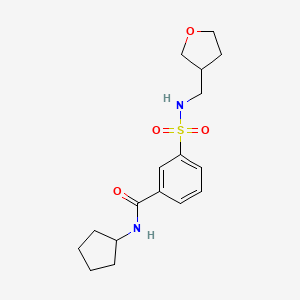 molecular formula C17H24N2O4S B5635509 N-cyclopentyl-3-{[(tetrahydrofuran-3-ylmethyl)amino]sulfonyl}benzamide 