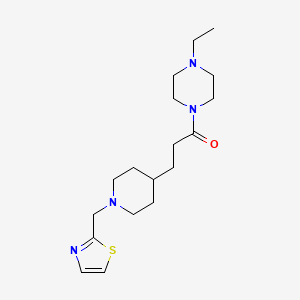 molecular formula C18H30N4OS B5635539 1-ethyl-4-{3-[1-(1,3-thiazol-2-ylmethyl)piperidin-4-yl]propanoyl}piperazine 