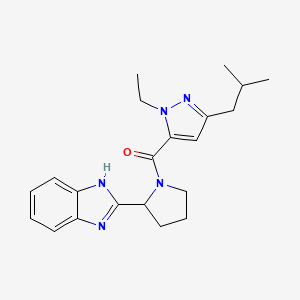 molecular formula C21H27N5O B5635542 2-{1-[(1-ethyl-3-isobutyl-1H-pyrazol-5-yl)carbonyl]-2-pyrrolidinyl}-1H-benzimidazole 