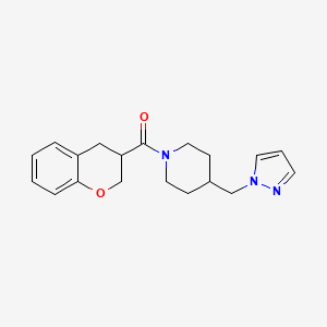 molecular formula C19H23N3O2 B5635547 1-(3,4-dihydro-2H-chromen-3-ylcarbonyl)-4-(1H-pyrazol-1-ylmethyl)piperidine 