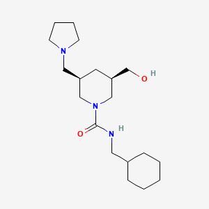molecular formula C19H35N3O2 B5635551 (3R*,5R*)-N-(cyclohexylmethyl)-3-(hydroxymethyl)-5-(1-pyrrolidinylmethyl)-1-piperidinecarboxamide 
