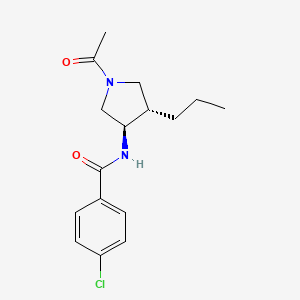 molecular formula C16H21ClN2O2 B5635555 N-[(3R*,4S*)-1-acetyl-4-propyl-3-pyrrolidinyl]-4-chlorobenzamide 