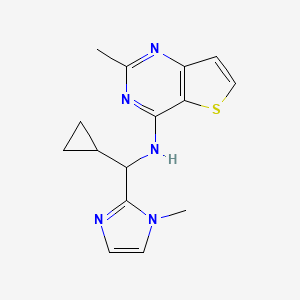 molecular formula C15H17N5S B5635586 N-[cyclopropyl(1-methyl-1H-imidazol-2-yl)methyl]-2-methylthieno[3,2-d]pyrimidin-4-amine 