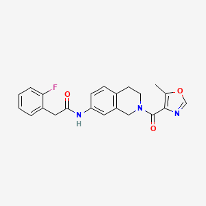 molecular formula C22H20FN3O3 B5635670 2-(2-fluorophenyl)-N-{2-[(5-methyl-1,3-oxazol-4-yl)carbonyl]-1,2,3,4-tetrahydroisoquinolin-7-yl}acetamide 