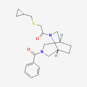 molecular formula C20H26N2O2S B5635680 (1S*,5R*)-3-benzoyl-6-{[(cyclopropylmethyl)thio]acetyl}-3,6-diazabicyclo[3.2.2]nonane 