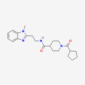 molecular formula C22H30N4O2 B5635704 1-(cyclopentylcarbonyl)-N-[2-(1-methyl-1H-benzimidazol-2-yl)ethyl]-4-piperidinecarboxamide 