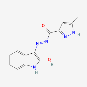 molecular formula C13H11N5O2 B5635717 3-methyl-N'-(2-oxo-1,2-dihydro-3H-indol-3-ylidene)-1H-pyrazole-5-carbohydrazide 