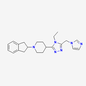 molecular formula C22H28N6 B5635727 1-(2,3-dihydro-1H-inden-2-yl)-4-[4-ethyl-5-(1H-imidazol-1-ylmethyl)-4H-1,2,4-triazol-3-yl]piperidine 