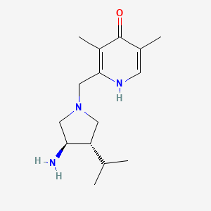 molecular formula C15H25N3O B5635741 2-{[rel-(3R,4S)-3-amino-4-isopropyl-1-pyrrolidinyl]methyl}-3,5-dimethyl-4(1H)-pyridinone dihydrochloride 