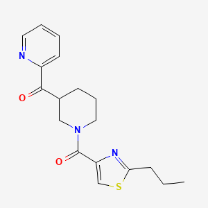 molecular formula C18H21N3O2S B5635763 {1-[(2-propyl-1,3-thiazol-4-yl)carbonyl]-3-piperidinyl}(2-pyridinyl)methanone 