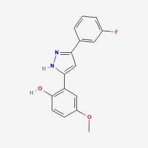 molecular formula C16H13FN2O2 B5635771 2-[5-(3-fluorophenyl)-1H-pyrazol-3-yl]-4-methoxyphenol 