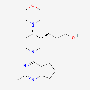 molecular formula C20H32N4O2 B5635778 3-[(3R*,4S*)-1-(2-methyl-6,7-dihydro-5H-cyclopenta[d]pyrimidin-4-yl)-4-morpholin-4-ylpiperidin-3-yl]propan-1-ol 