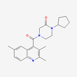 molecular formula C22H27N3O2 B5635839 1-cyclopentyl-4-[(2,3,6-trimethyl-4-quinolinyl)carbonyl]-2-piperazinone 