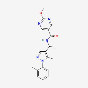 molecular formula C19H21N5O2 B5635853 2-methoxy-N-{1-[5-methyl-1-(2-methylphenyl)-1H-pyrazol-4-yl]ethyl}pyrimidine-5-carboxamide 