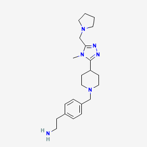 molecular formula C22H34N6 B5635902 {2-[4-({4-[4-methyl-5-(1-pyrrolidinylmethyl)-4H-1,2,4-triazol-3-yl]-1-piperidinyl}methyl)phenyl]ethyl}amine dihydrochloride 