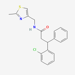 molecular formula C20H19ClN2OS B5635918 3-(2-chlorophenyl)-N-[(2-methyl-1,3-thiazol-4-yl)methyl]-3-phenylpropanamide 