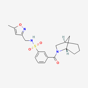 molecular formula C19H23N3O4S B5635935 3-[(1R*,5S*)-6-azabicyclo[3.2.1]oct-6-ylcarbonyl]-N-[(5-methylisoxazol-3-yl)methyl]benzenesulfonamide 