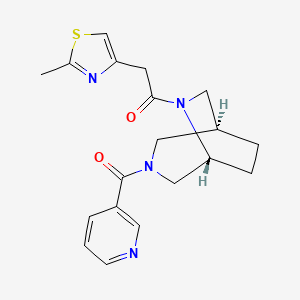 molecular formula C19H22N4O2S B5635993 (1S*,5R*)-6-[(2-methyl-1,3-thiazol-4-yl)acetyl]-3-(3-pyridinylcarbonyl)-3,6-diazabicyclo[3.2.2]nonane 