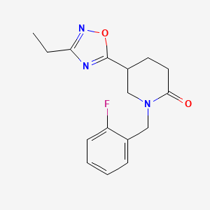 molecular formula C16H18FN3O2 B5635994 5-(3-ethyl-1,2,4-oxadiazol-5-yl)-1-(2-fluorobenzyl)-2-piperidinone 