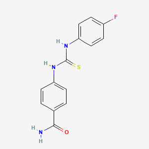 molecular formula C14H12FN3OS B5636033 4-({[(4-fluorophenyl)amino]carbonothioyl}amino)benzamide 