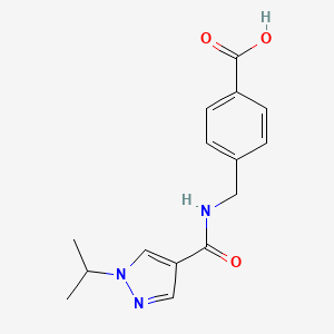molecular formula C15H17N3O3 B5636046 4-({[(1-isopropyl-1H-pyrazol-4-yl)carbonyl]amino}methyl)benzoic acid 