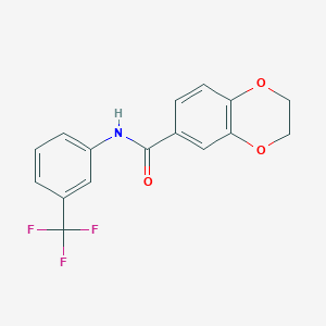 molecular formula C16H12F3NO3 B5636075 N-[3-(trifluoromethyl)phenyl]-2,3-dihydro-1,4-benzodioxine-6-carboxamide 