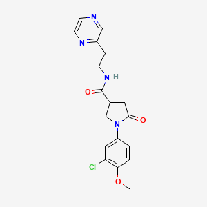 molecular formula C18H19ClN4O3 B5636105 1-(3-chloro-4-methoxyphenyl)-5-oxo-N-[2-(2-pyrazinyl)ethyl]-3-pyrrolidinecarboxamide 