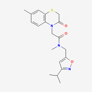 molecular formula C19H23N3O3S B5636142 N-[(3-isopropylisoxazol-5-yl)methyl]-N-methyl-2-(7-methyl-3-oxo-2,3-dihydro-4H-1,4-benzothiazin-4-yl)acetamide 
