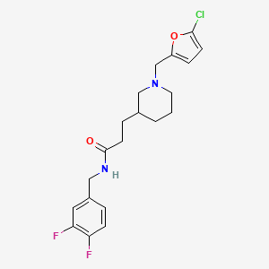 molecular formula C20H23ClF2N2O2 B5636268 3-{1-[(5-chloro-2-furyl)methyl]piperidin-3-yl}-N-(3,4-difluorobenzyl)propanamide 