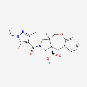 molecular formula C21H25N3O4 B5636274 (3aS*,10aS*)-2-[(1-ethyl-3,5-dimethyl-1H-pyrazol-4-yl)carbonyl]-2,3,3a,4-tetrahydro-1H-[1]benzoxepino[3,4-c]pyrrole-10a(10H)-carboxylic acid 