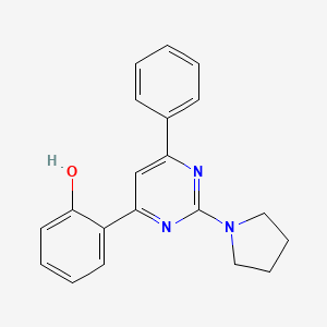 molecular formula C20H19N3O B5636283 2-[6-phenyl-2-(1-pyrrolidinyl)-4-pyrimidinyl]phenol 