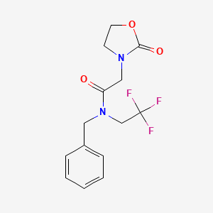 molecular formula C14H15F3N2O3 B5636349 N-benzyl-2-(2-oxo-1,3-oxazolidin-3-yl)-N-(2,2,2-trifluoroethyl)acetamide 