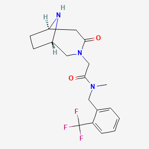 molecular formula C18H22F3N3O2 B5636359 N-methyl-2-[rel-(1S,6R)-4-oxo-3,9-diazabicyclo[4.2.1]non-3-yl]-N-[2-(trifluoromethyl)benzyl]acetamide hydrochloride 