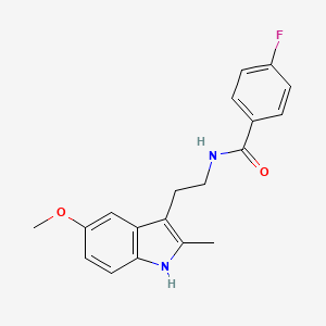 molecular formula C19H19FN2O2 B5636375 4-fluoro-N-[2-(5-methoxy-2-methyl-1H-indol-3-yl)ethyl]benzamide 
