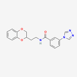 molecular formula C19H18N4O3 B5636387 N-[2-(2,3-dihydro-1,4-benzodioxin-2-yl)ethyl]-3-(4H-1,2,4-triazol-4-yl)benzamide 
