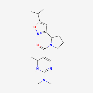 molecular formula C18H25N5O2 B5636419 5-{[2-(5-isopropyl-3-isoxazolyl)-1-pyrrolidinyl]carbonyl}-N,N,4-trimethyl-2-pyrimidinamine 