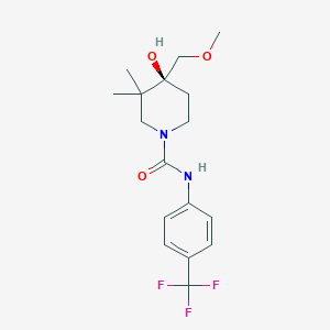 molecular formula C17H23F3N2O3 B5636429 (4S*)-4-hydroxy-4-(methoxymethyl)-3,3-dimethyl-N-[4-(trifluoromethyl)phenyl]piperidine-1-carboxamide 