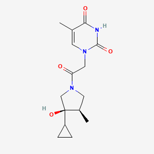 molecular formula C15H21N3O4 B5636434 1-{2-[(3R*,4R*)-3-cyclopropyl-3-hydroxy-4-methyl-1-pyrrolidinyl]-2-oxoethyl}-5-methyl-2,4(1H,3H)-pyrimidinedione 