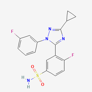 molecular formula C17H14F2N4O2S B5636446 3-[3-cyclopropyl-1-(3-fluorophenyl)-1H-1,2,4-triazol-5-yl]-4-fluorobenzenesulfonamide 