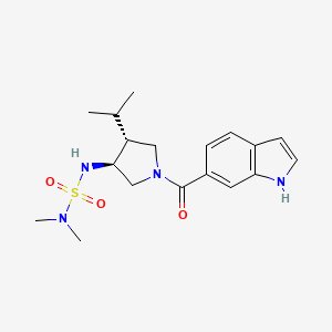 molecular formula C18H26N4O3S B5636488 N'-[(3S*,4R*)-1-(1H-indol-6-ylcarbonyl)-4-isopropylpyrrolidin-3-yl]-N,N-dimethylsulfamide 