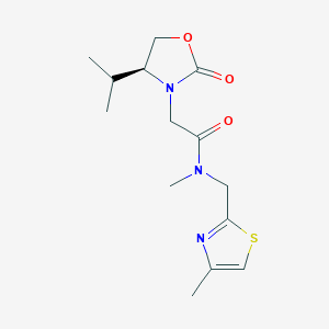 molecular formula C14H21N3O3S B5636516 2-[(4S)-4-isopropyl-2-oxo-1,3-oxazolidin-3-yl]-N-methyl-N-[(4-methyl-1,3-thiazol-2-yl)methyl]acetamide 