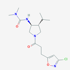 molecular formula C16H25ClN4O3 B5636522 N'-{(3S*,4R*)-1-[3-(3-chloro-5-isoxazolyl)propanoyl]-4-isopropyl-3-pyrrolidinyl}-N,N-dimethylurea 