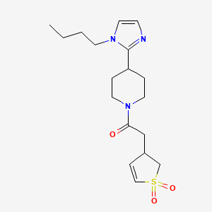 molecular formula C18H27N3O3S B5636567 4-(1-butyl-1H-imidazol-2-yl)-1-[(1,1-dioxido-2,3-dihydro-3-thienyl)acetyl]piperidine 