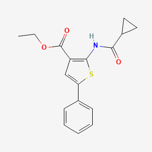molecular formula C17H17NO3S B5636575 ethyl 2-[(cyclopropylcarbonyl)amino]-5-phenyl-3-thiophenecarboxylate 