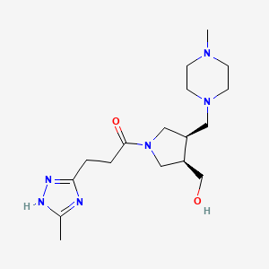 molecular formula C17H30N6O2 B5636578 {(3R*,4R*)-4-[(4-methyl-1-piperazinyl)methyl]-1-[3-(5-methyl-1H-1,2,4-triazol-3-yl)propanoyl]-3-pyrrolidinyl}methanol 